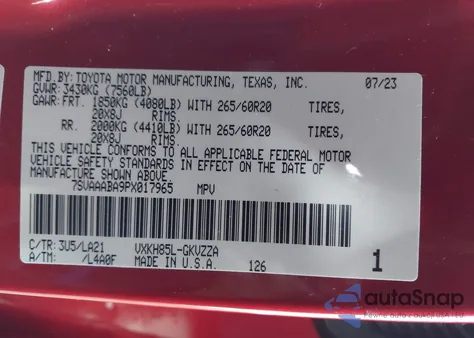 2023 Toyota Sequoia Platinum from USA, damaged, VIN 7SVAAABA9PX017965